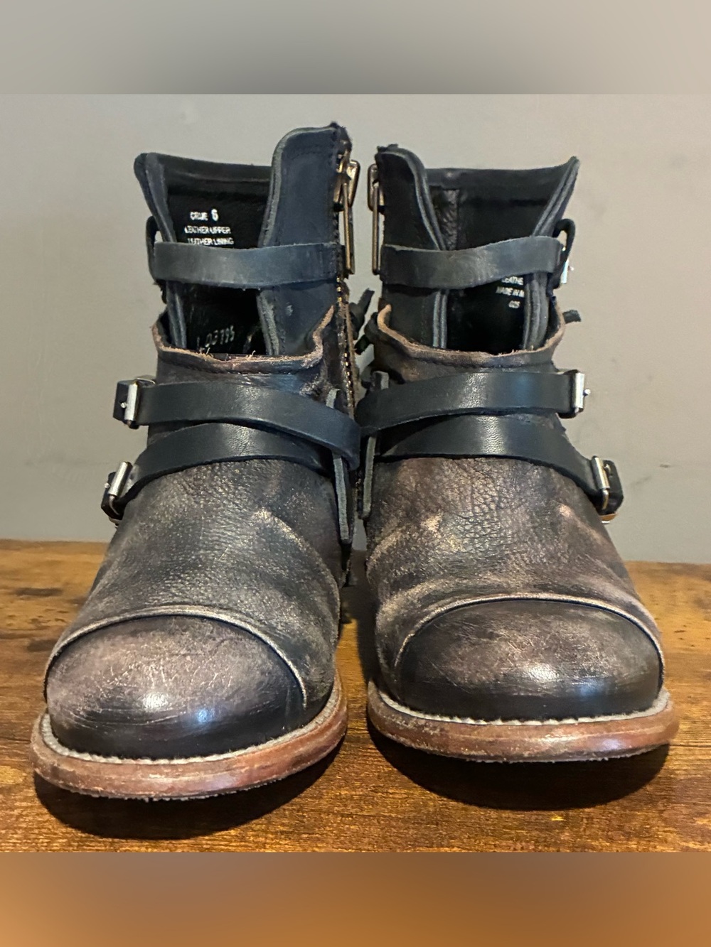 Men's Black Leather Strap Ankle Boots